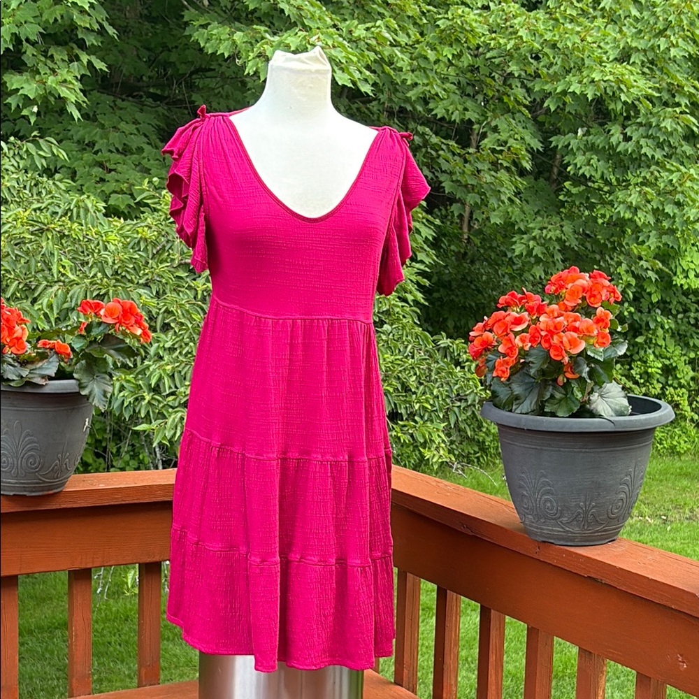 Max studio, Vibrant Pink Tiered Dress